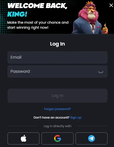 Tiptop Bet veilige inlogscherm met sociale media authenticatie opties